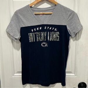 G-III 4Her Penn State Nittany Lions T-Shirt navy Silver Sequins, Size medium